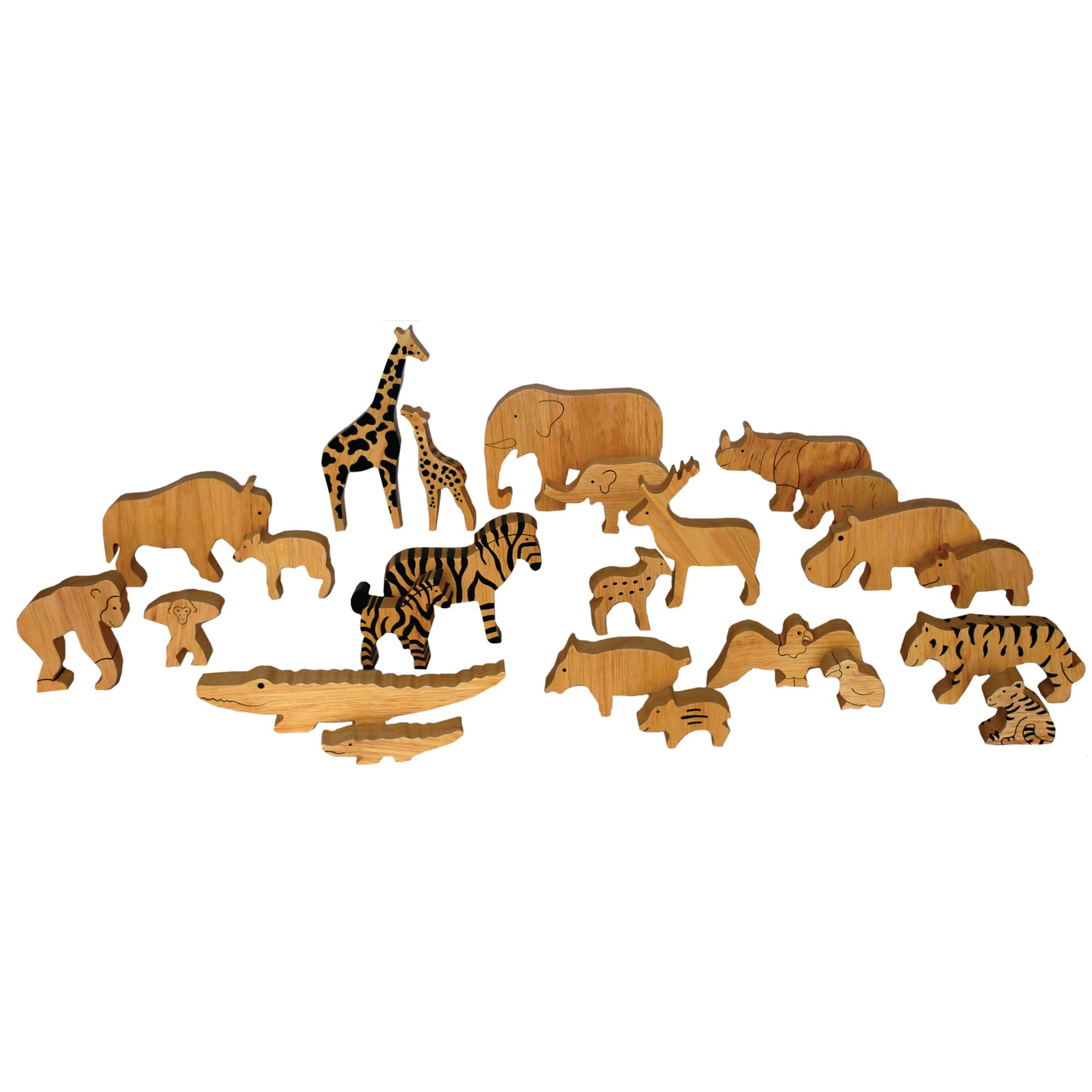 Parent and Child Wooden Animals - Pack of 24
